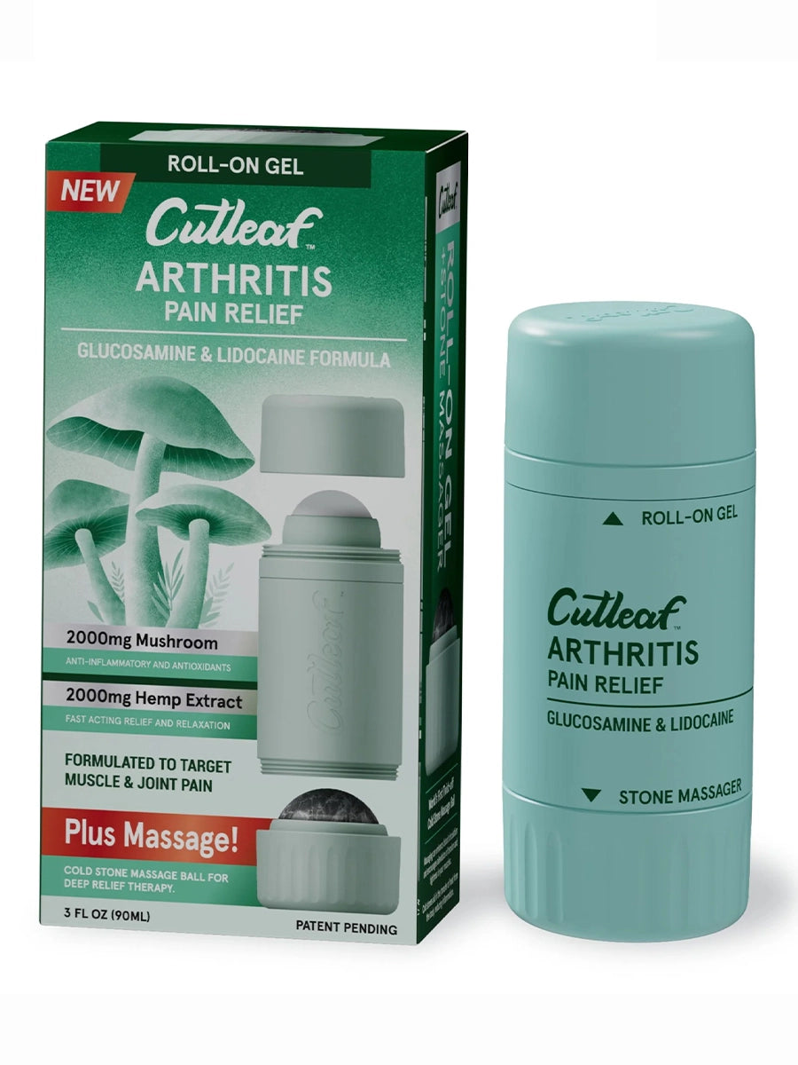 Arthritis - Cutleaf/Glucosamine+Lidocaine+Mushroom+Hemp Roll-On Gel (3oz x 4000mg)