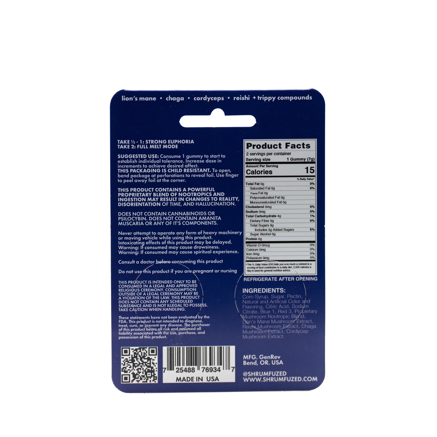 Blue Razz - Shrumfuzed/Max - Gummies (2ct x 1600mg/ 3200mg)